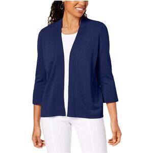 JM Collection Open-Front Bell Sleeve Blue Cardigan Shrug Large NWT